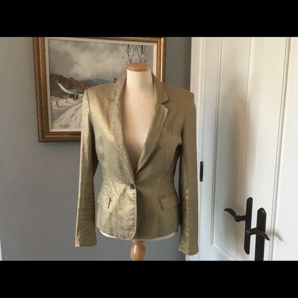 COPY - Gold linen blazer with matching vest blazer size 8 vest size 6 - Picture 2 of 6
